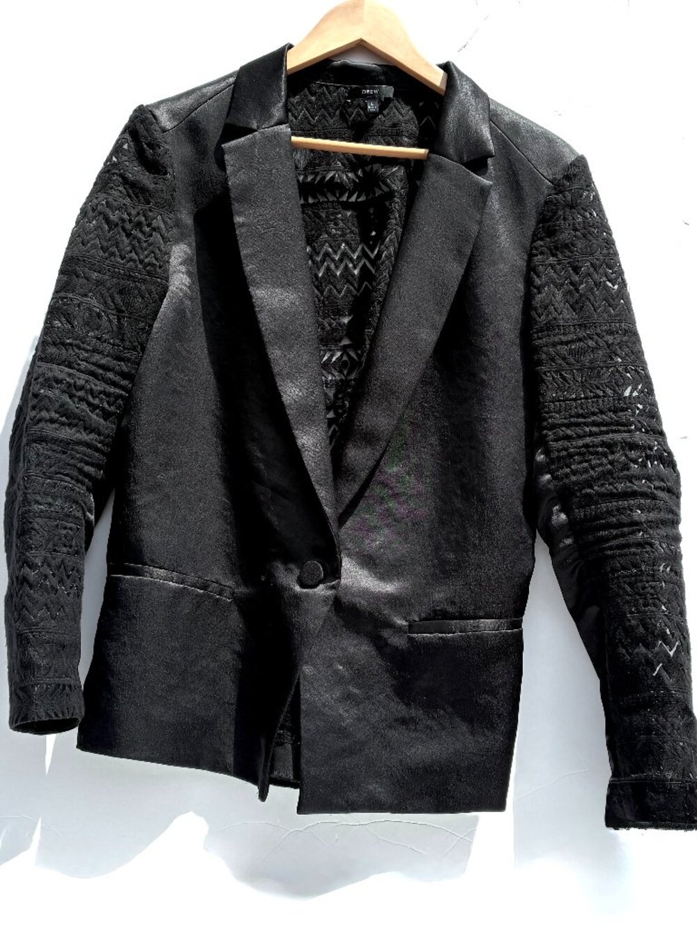 Women’s Drew “Milo Japanese” Lace Blazer, Black Satiny Finish, Large